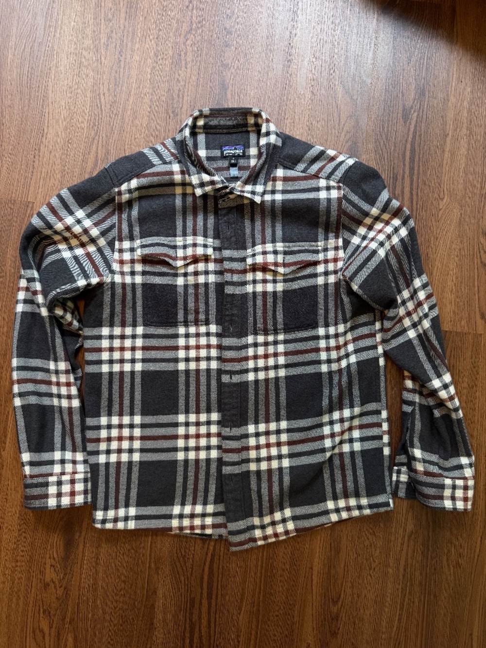 Patagonia Fjord Flannel Black Red Brown Mens Medium